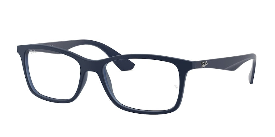 Ray-Ban Optical RX7047 Square Eyeglasses  5450-MATTE TRANSPARENT BLUE 56-17-145 - Color Map blue
