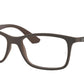 Ray-Ban Optical RX7047 Square Eyeglasses  5451-MATTE TRANSPARENT BROWN 56-17-145 - Color Map brown