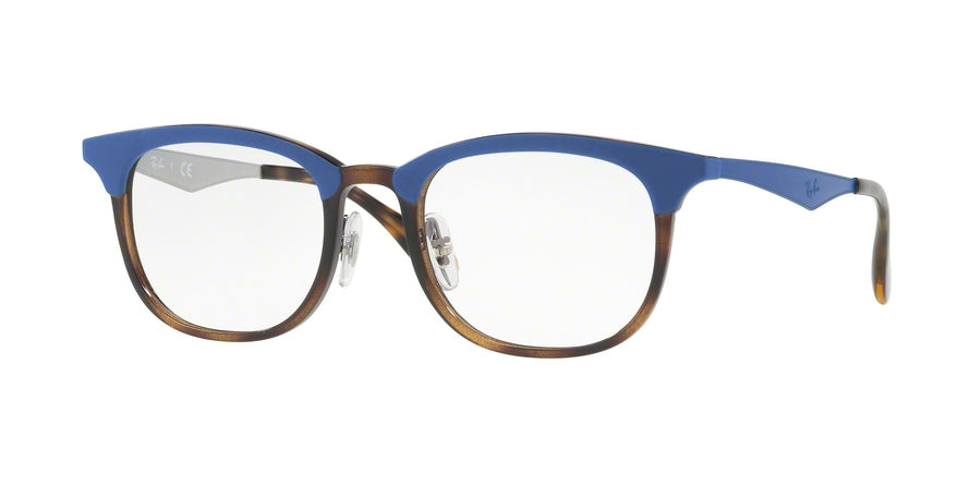 Ray-Ban Optical RX7112 Square Eyeglasses  5729-MATTE BLUE ON HAVANA 51-20-140 - Color Map blue