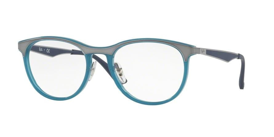 Ray-Ban Optical RX7116 Square Eyeglasses  8017-SHINY TRASPARENT BLUE 53-19-145 - Color Map blue