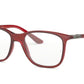 Ray-Ban Optical RX7143 Square Eyeglasses  5773-TRANSPARENT RED 51-18-145 - Color Map bordeaux