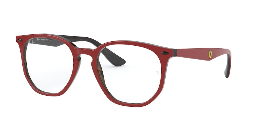 Ray-Ban Optical RX7151M Irregular Eyeglasses  F643-RED ON HAVANA 52-19-145 - Color Map red