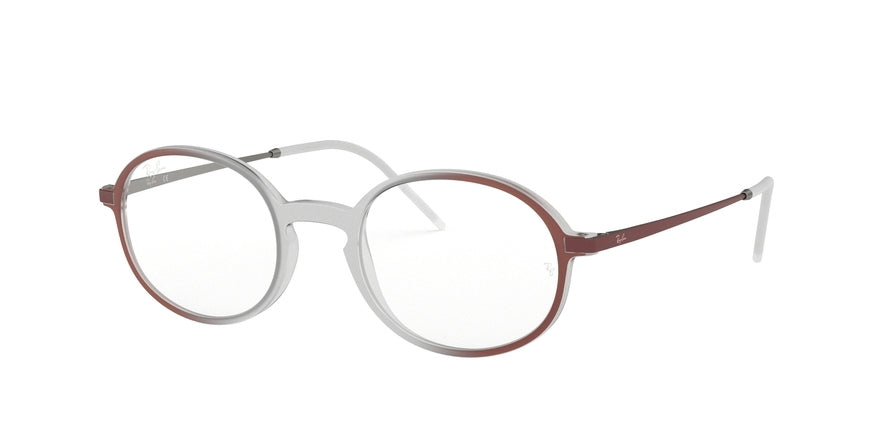 Ray-Ban Optical RX7153F Oval Eyeglasses  5792-RUBBER BROWN ON BORDEAUX 52-21-145 - Color Map light brown
