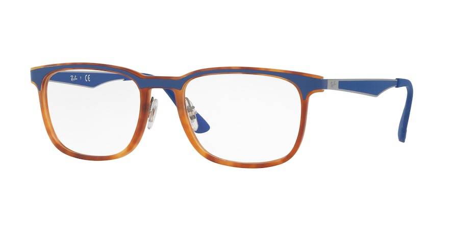 Ray-Ban Optical RX7163 Rectangle Eyeglasses  5678-MATTE RED HAVANA 55-19-145 - Color Map havana