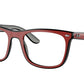 Ray-Ban Optical RX7209F Square Eyeglasses  8212-RED BLACK GREY 55-20-145 - Color Map red