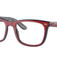 Ray-Ban Optical RX7209F Square Eyeglasses  8215-RED BLUE GREY 55-20-145 - Color Map red