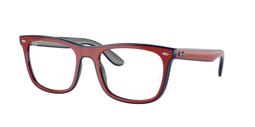 Ray-Ban Optical RX7209F Square Eyeglasses  8215-RED BLUE GREY 55-20-145 - Color Map red