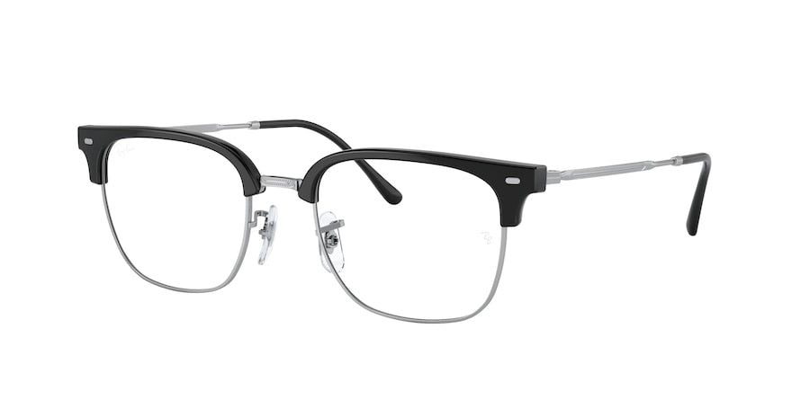 Ray-Ban Optical NEW CLUBMASTER RX7216F Square Eyeglasses  2000-BLACK ON SILVER 53-20-145 - Color Map black