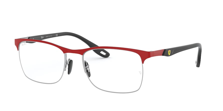 Ray-Ban Optical RX8416M Square Eyeglasses  F045-MATTE RED FERRARI ON SILVER 54-18-145 - Color Map red