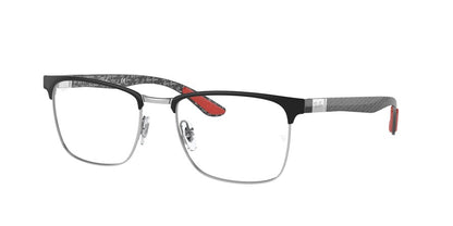 Ray-Ban Optical RX8421 Square Eyeglasses  2861-BLACK ON SILVER 54-19-145 - Color Map black
