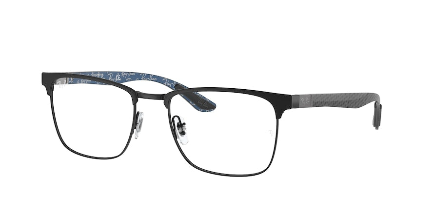Ray-Ban Optical RX8421 Square Eyeglasses  2904-MATTE BLACK ON BLACK 54-19-145 - Color Map black