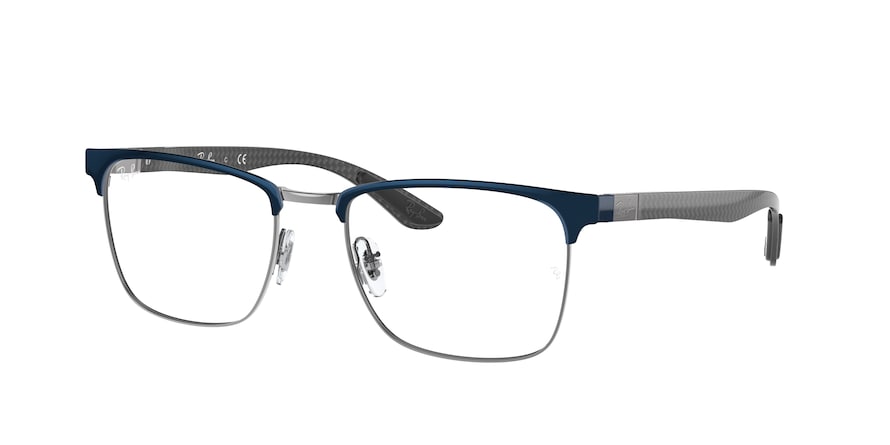 Ray-Ban Optical RX8421 Square Eyeglasses  3124-BLUE ON GUNMETAL 54-19-145 - Color Map blue