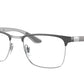 Ray-Ban Optical RX8421 Square Eyeglasses  3125-GREY ON SILVER 54-19-145 - Color Map grey