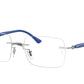 Ray-Ban Optical RX8767 Irregular Eyeglasses  1231-BLUE ON SILVER 53-18-140 - Color Map silver
