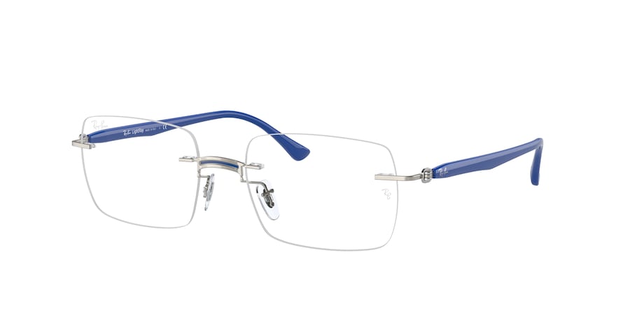 Ray-Ban Optical RX8767 Irregular Eyeglasses  1231-BLUE ON SILVER 53-18-140 - Color Map silver