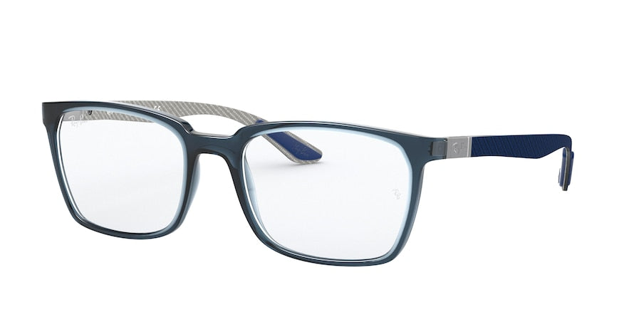Ray-Ban Optical RX8906 Rectangle Eyeglasses  8060-TRANSPARENT BLUE 54-19-145 - Color Map blue