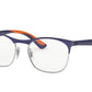 Ray-Ban Junior Vista RY1054 Square Eyeglasses  4073-SILVER ON TOP MATTE BLUE 49-16-130 - Color Map blue