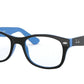 Ray-Ban Junior Vista RY1528 Square Eyeglasses  3659-BLACK ON AZURE 48-16-130 - Color Map light blue