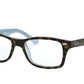 Ray-Ban Junior Vista RY1531 Square Eyeglasses  3701-HAVANA ON HAVANA BLUE 48-16-130 - Color Map havana