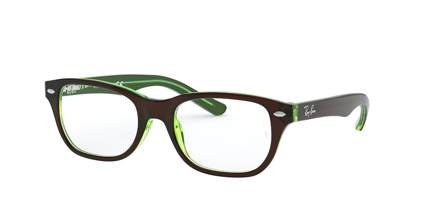 Ray-Ban Junior Vista RY1555 Square Eyeglasses  3665-BROWN ON GREEN FLUO 48-16-130 - Color Map brown