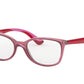 Ray-Ban Junior Vista RY1586 Square Eyeglasses  3777-TRANSPARENT RED 49-16-130 - Color Map red