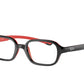 Ray-Ban Junior Vista RY9074VF Rectangle Eyeglasses  3876-BLACK ON RUBBER RED 47-16-140 - Color Map black