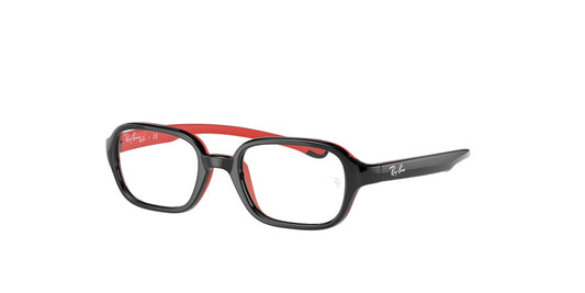 Ray-Ban Junior Vista RY9074VF Rectangle Eyeglasses  3876-BLACK ON RUBBER RED 47-16-140 - Color Map black