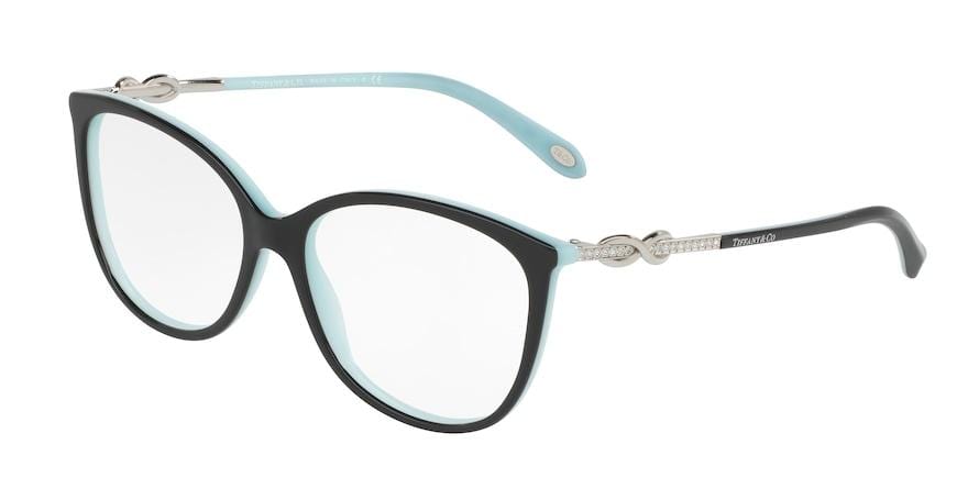 Tiffany TF2143B Oval Eyeglasses  8055-BLACK ON TIFFANY BLUE STRIPED 53-15-140 - Color Map black