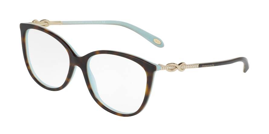 Tiffany TF2143B Oval Eyeglasses  8134-HAVANA ON TIFFANY BLUE 53-15-140 - Color Map havana