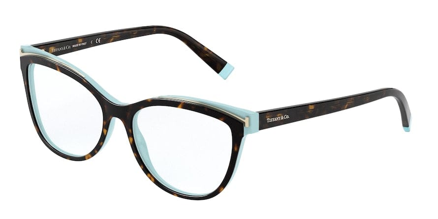 Tiffany TF2192 Cat Eye Eyeglasses  8134-HAVANA ON TIFFANY BLUE 54-16-140 - Color Map havana