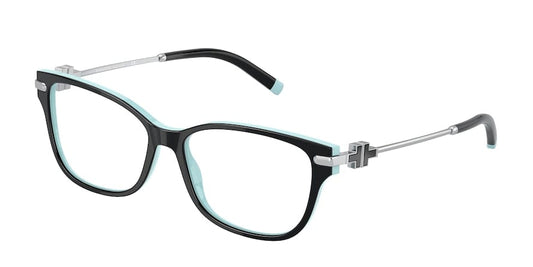 Tiffany TF2207F Rectangle Eyeglasses  8055-BLACK ON TIFFANY BLUE 54-15-140 - Color Map black