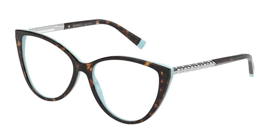 Tiffany TF2214B Cat Eye Eyeglasses  8134-HAVANA ON TIFFANY BLUE 55-15-140 - Color Map havana