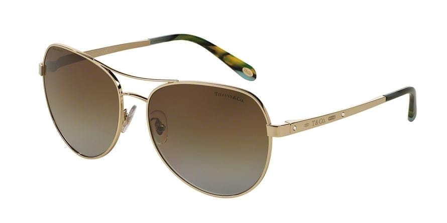 Tiffany TF3051B Pilot Sunglasses  6091T5-PALE GOLD 58-15-135 - Color Map gold