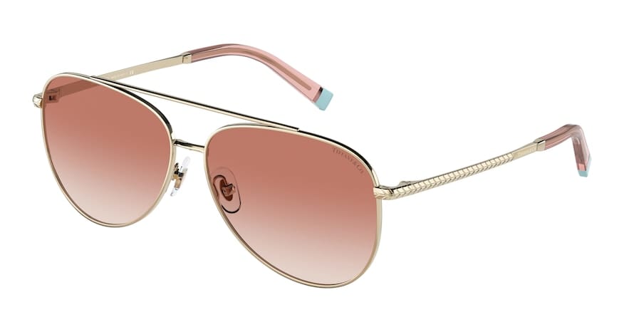 Tiffany TF3074 Pilot Sunglasses  615613-PALE GOLD 59-13-140 - Color Map gold