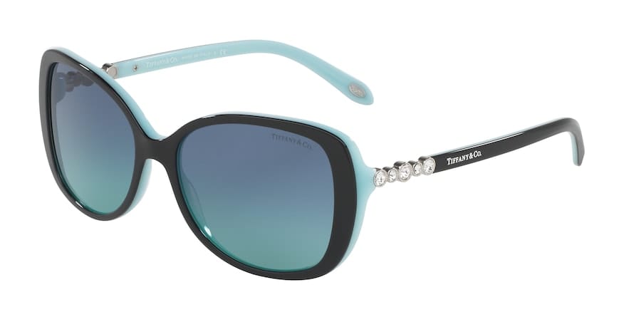 Tiffany TF4121B Rectangle Sunglasses  80559S-BLACK ON TIFFANY BLUE 55-16-140 - Color Map black