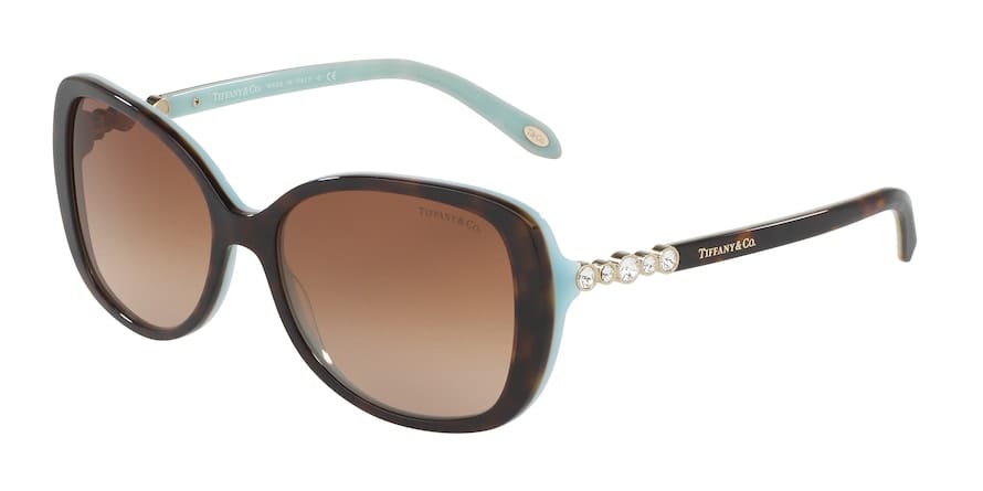 Tiffany TF4121B Rectangle Sunglasses  81343B-HAVANA ON TIFFANY BLUE 55-16-140 - Color Map havana
