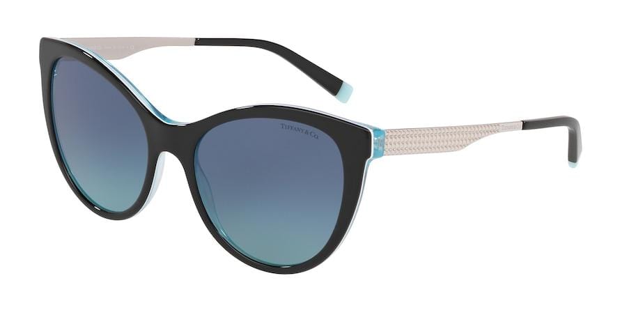 Tiffany TF4159F Butterfly Sunglasses  82749S-BLACK ON CRYSTAL TIFFANY BLUE 55-18-140 - Color Map black
