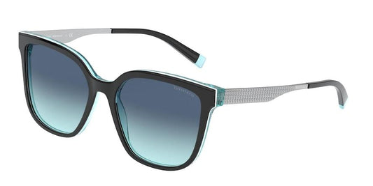Tiffany TF4165F Square Sunglasses  82749S-BLACK ON CRYSTAL TIFFANY BLUE 54-17-140 - Color Map black