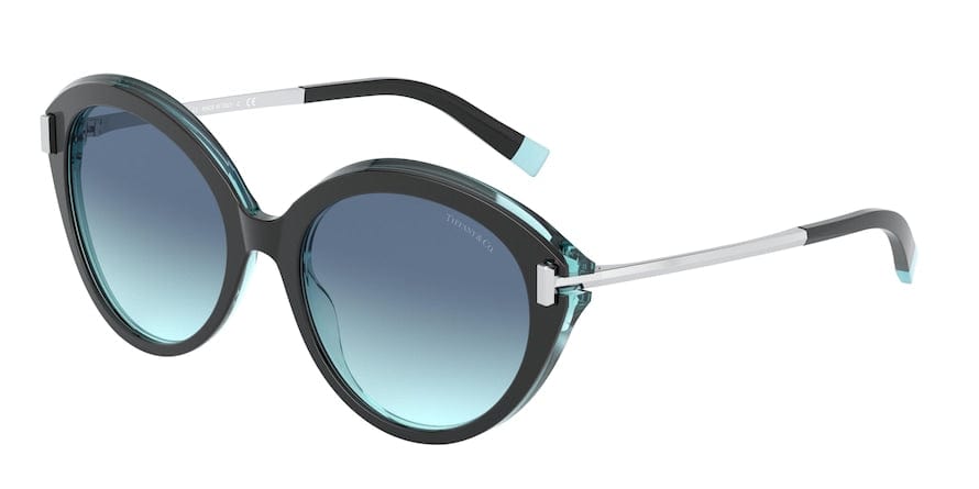 Tiffany TF4167 Round Sunglasses  82859S-BLACK ON CRYSTAL TIFFANY BLUE 54-18-140 - Color Map black