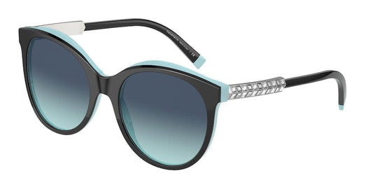 Tiffany TF4175BF Cat Eye Sunglasses  82859S-BLACK ON CRYSTAL TIFFANY BLUE 55-19-140 - Color Map black