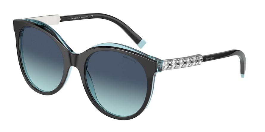 Tiffany TF4175B Cat Eye Sunglasses  82859S-BLACK ON CRYSTAL TIFFANY BLUE 55-19-140 - Color Map black