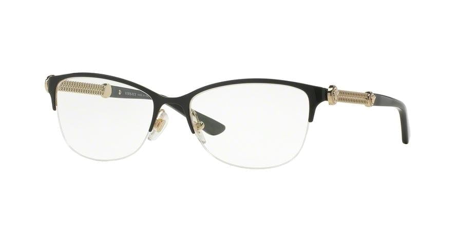Versace VE1228 Cat Eye Eyeglasses  1291-BLACK/PALE GOLD 53-17-140 - Color Map black
