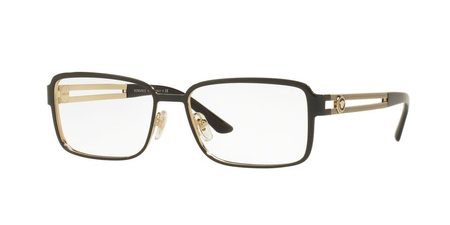 Versace VE1236 Rectangle Eyeglasses  1371-BLACK/PALE GOLD 55-16-140 - Color Map black