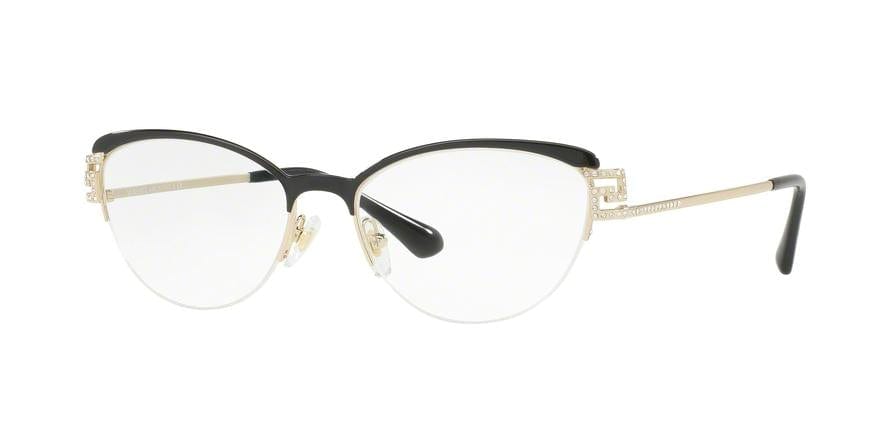 Versace VE1239B Cat Eye Eyeglasses  1291-BLACK/PALE GOLD 53-17-140 - Color Map gold