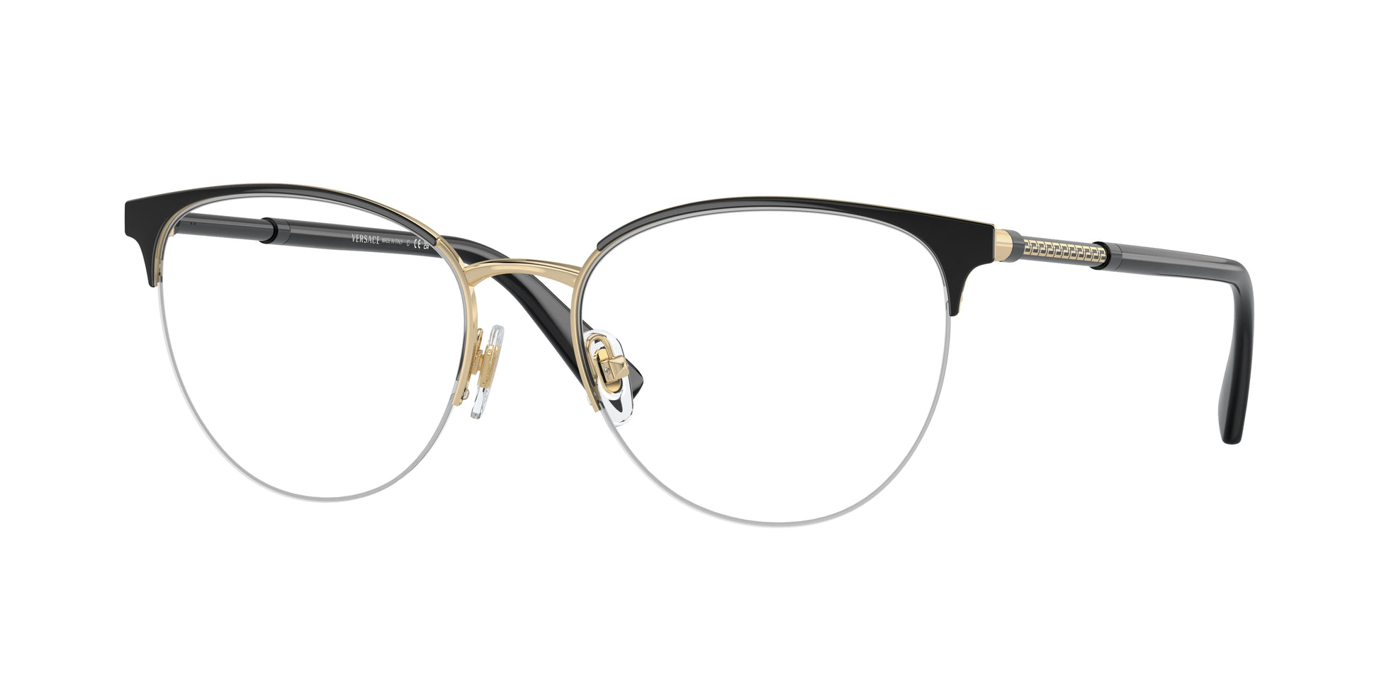 Versace VE1247 Phantos Eyeglasses  1252-Black/Pale Gold 52-140-17 - Color Map Black