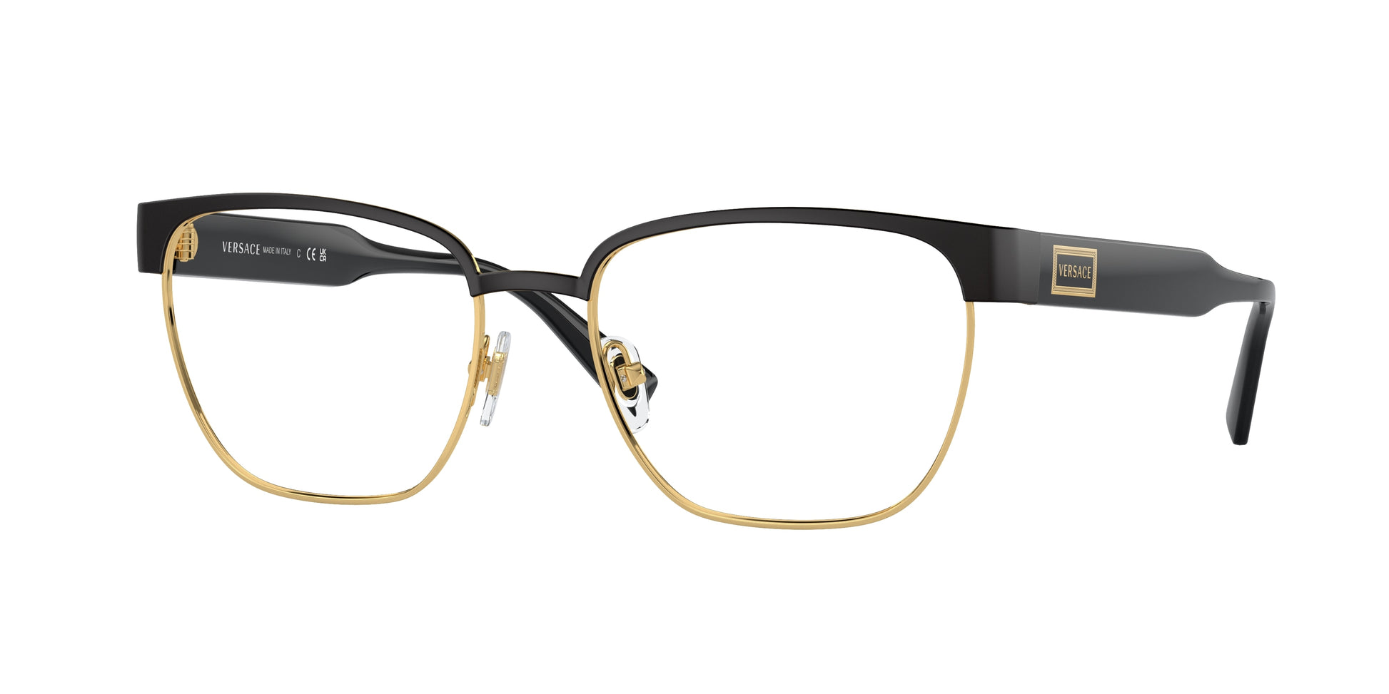 Versace VE1264 Pillow Eyeglasses  1436-Black/Gold 54-140-18 - Color Map Black