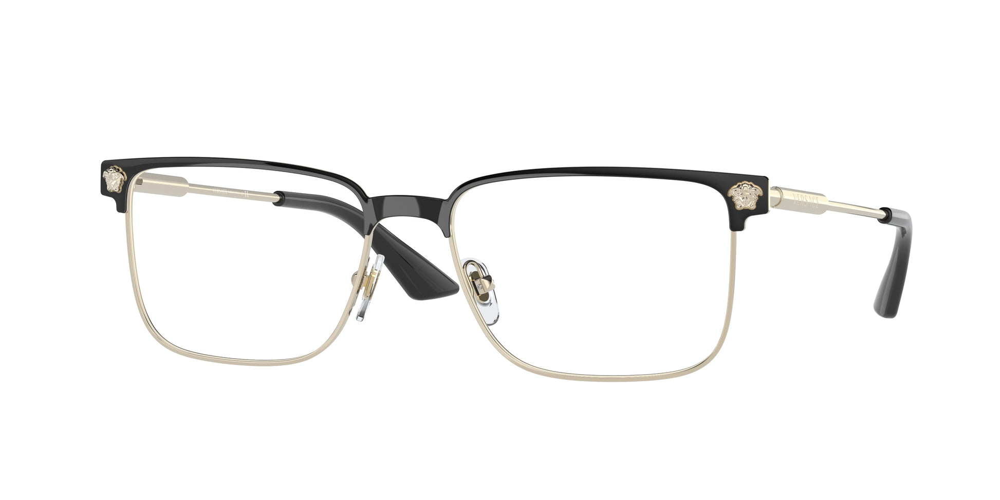 Versace VE1276 Rectangle Eyeglasses  1371-Black/Pale Gold 55-145-17 - Color Map Black