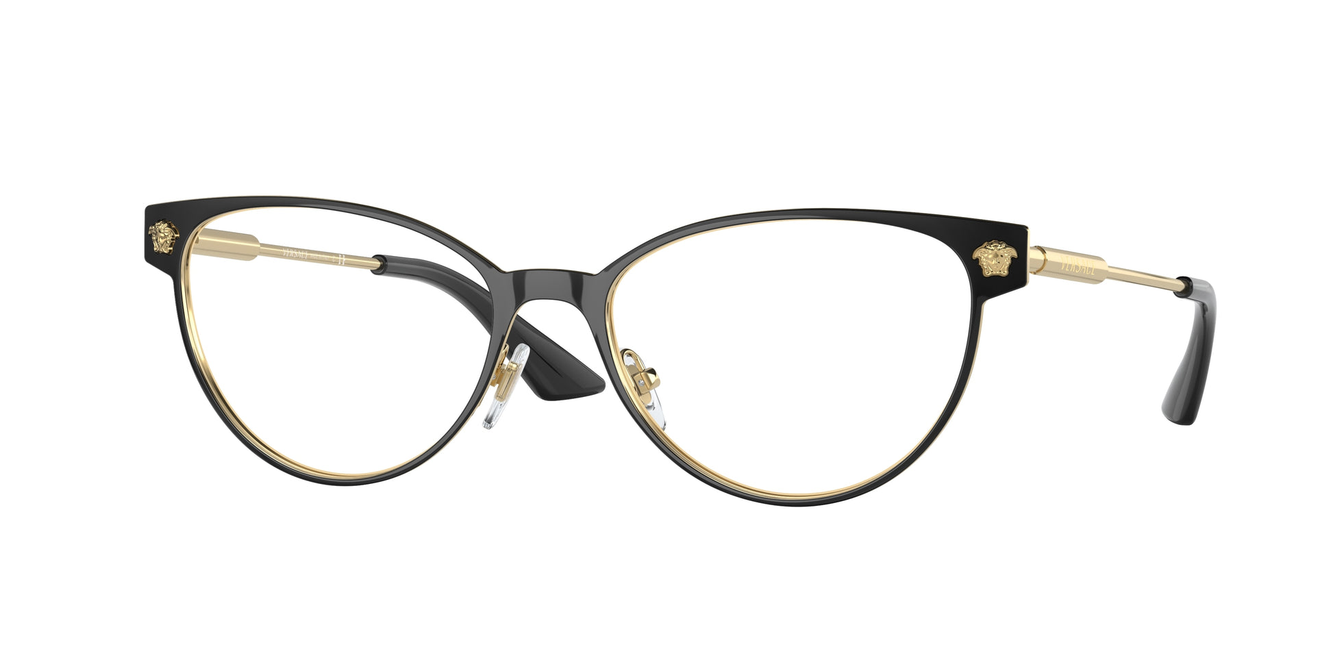 Versace VE1277 Irregular Eyeglasses  1433-Black/Gold 54-140-17 - Color Map Black