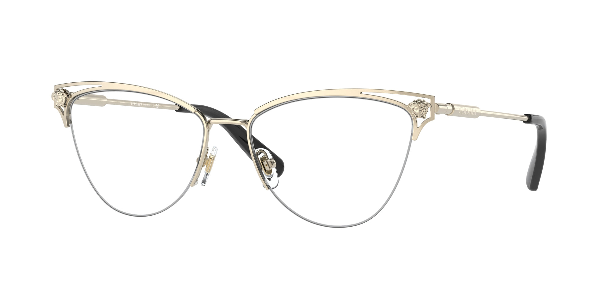 Versace VE1280 Cat Eye Eyeglasses  1252-Pale Gold 55-145-16 - Color Map Gold