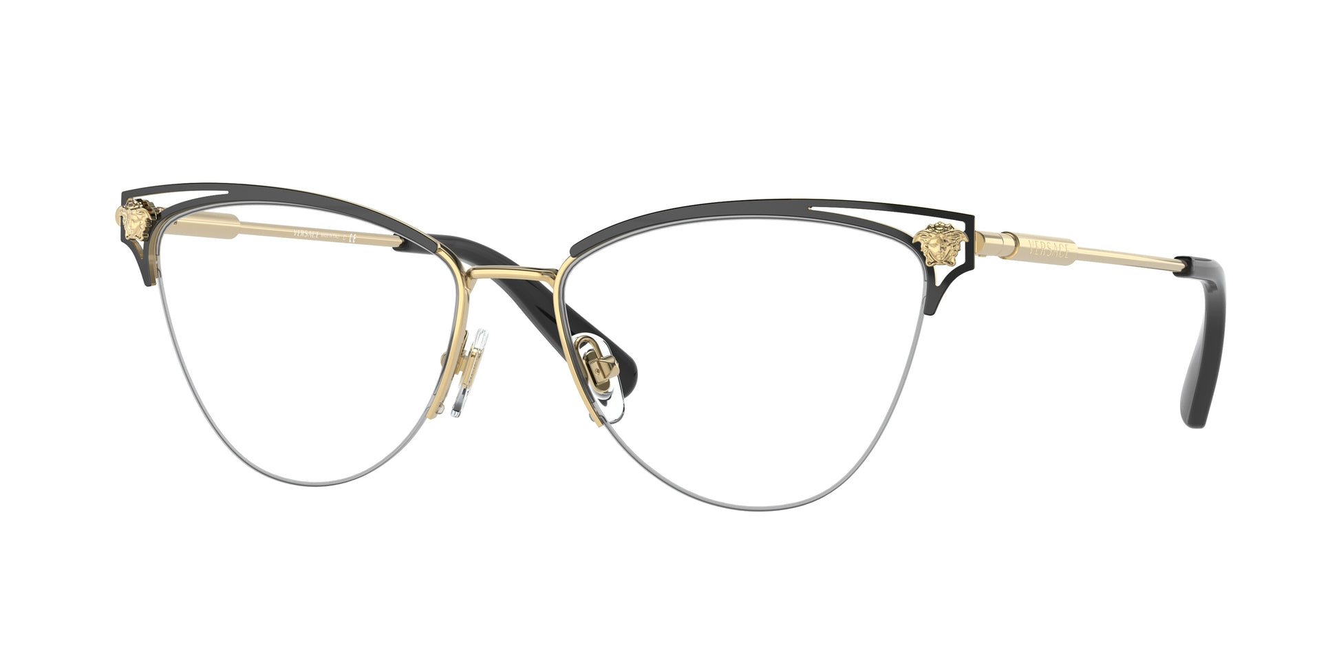 Versace VE1280 Cat Eye Eyeglasses  1433-Gold/Black 55-145-16 - Color Map Black